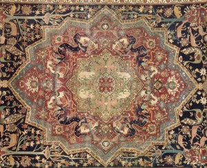 Tapis à décor de jardin de paradis, dit « Tapis de Mantes », Louvre, crédit RMN.